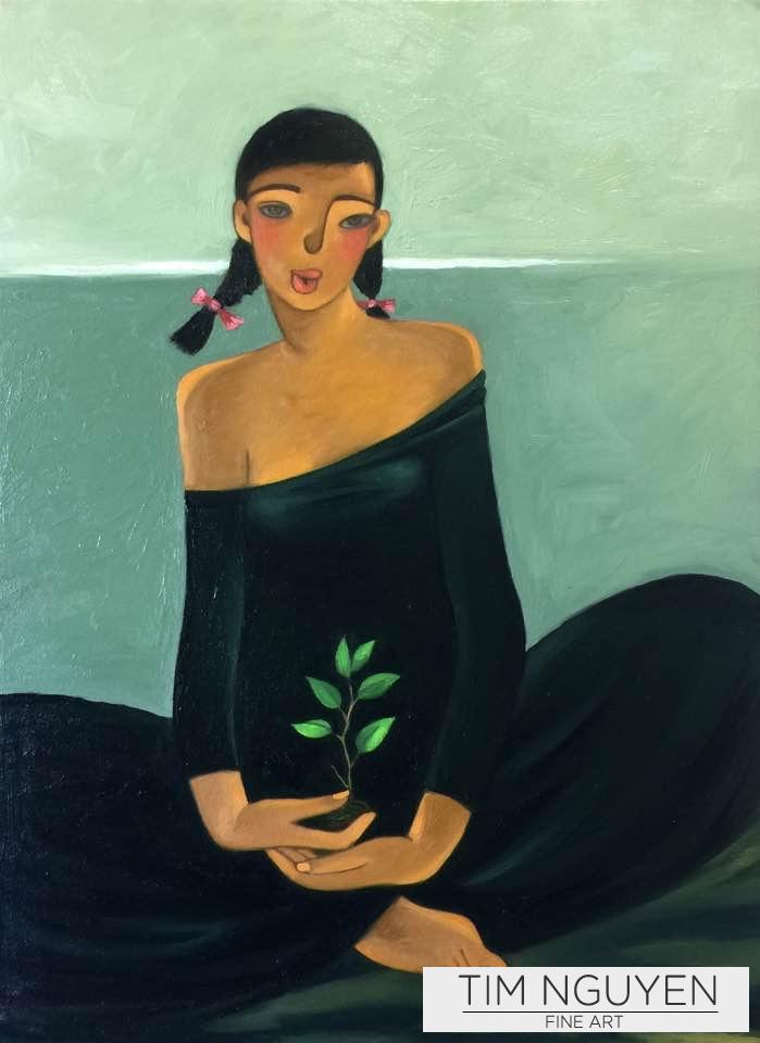 Girl with Pink Ribbons by Tim Nguyen